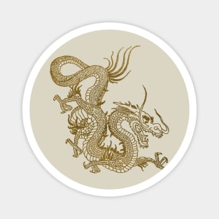 Gold Chinese Dragon Asian Tradition Tattoo Style Magnet